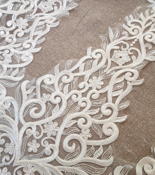 Embroidered net deals lace fabric