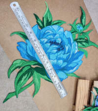 Peony Rose Embroidered Applique No 663a