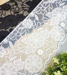 Floral Embroidered Organza Border Lace No 702
