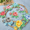 Crossstitch Embroidered Roses Applique 716