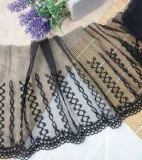 Linear Pattern Embroidered Net With Gpo Fringe 706