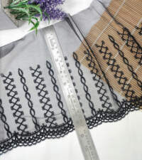 Linear Pattern Embroidered Net With Gpo Fringe 706b