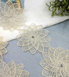 Starry Floral Golden Zari Cord Lace No 711a