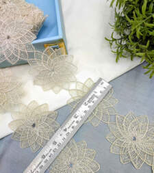 Starry Floral Golden Zari Cord Lace No 711b