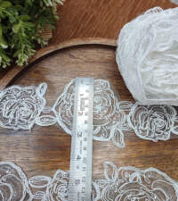 Rose Design Outline Cord Embroidery With Sequins Lace No 719b