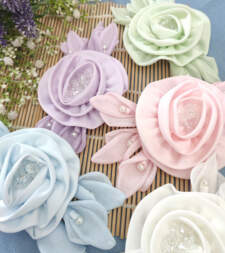 Beads Embedded Satin Flowers Item No 758