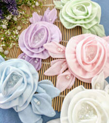 Beads Embedded Satin Flowers Item No 758a