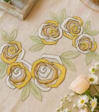 Geometric Rose Sequins Applique No 821