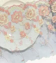 Baby Blue Embroidered Net Lace No 837