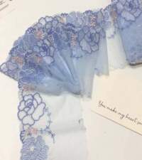 Baby Blue Rose Embroidered Net Lace No 833