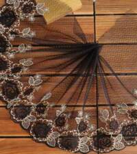 Black Textured Net With Zari Embroidery Lace No 828a