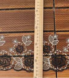 Black Textured Net With Zari Embroidery Lace No 828c