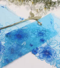 Bright Blue Net Embroidered Lace No 831