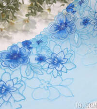 Bright Blue Net Embroidered Lace No 831a