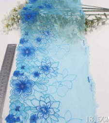 Bright Blue Net Embroidered Lace No 831b