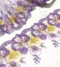 Floral Embroidery On Net Lace No 834a