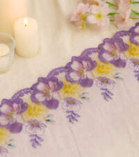 Floral Embroidery On Net Lace No 834