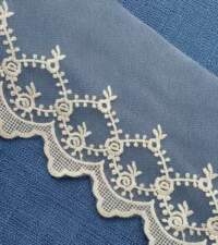 Light Gold Floral Net Embroidered Lace No 860