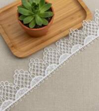Checked Scallops Sequins Guipure Lace No 866