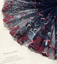 Dark Navy Floral Embroidered Tulle Net Lace No 781b