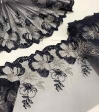 Floral Embroidery On Net Lace No 834c
