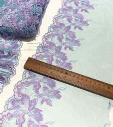 Green Floral Embroidered Tulle Net Lace No 785b