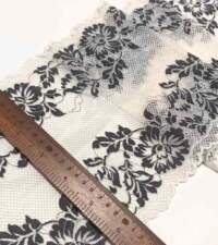 Stretchable Cream And Black Tulle Lace No 784c