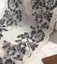 Stretchable Cream And Black Tulle Lace No 784