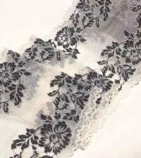 Stretchable Cream And Black Tulle Lace No 784a
