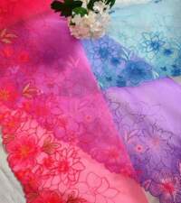 Bright Blue Net Embroidered Lace No 831