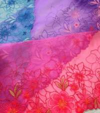 Bright Blue Net Embroidered Lace No 831f