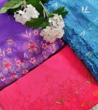 Bright Blue Net Embroidered Lace No 831g