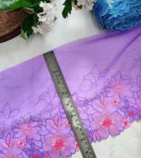 Bright Blue Net Embroidered Lace No 831h