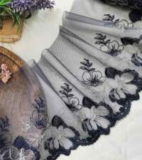 Floral Embroidery On Net Lace No 834