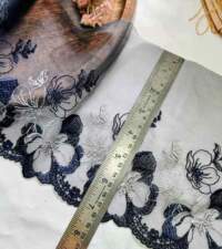 Floral Embroidery On Net Lace No 834e