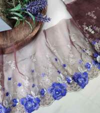 Chocolate Brown Floral Net Tulle Lace No 907a