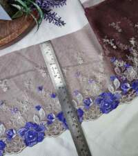 Chocolate Brown Floral Net Tulle Lace No 907c