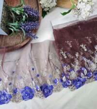 Chocolate Brown Floral Net Tulle Lace No 907