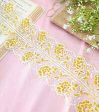 Gold Flowers Chantilly Border Lace No 918