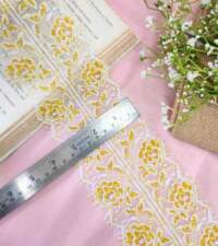 Gold Flowers Chantilly Border Lace No 918b