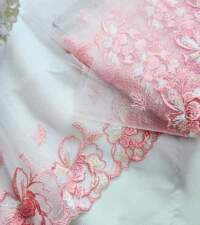 Peach Pink Floral Tulle Border Net Lace No 911b