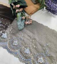 Pearly Effect Embroidery Tulle net Lace No 912a