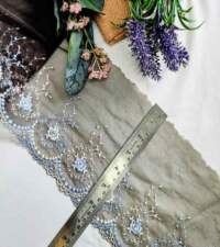 Pearly Effect Embroidery Tulle net Lace No 912d