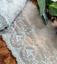 Pearly Effect Embroidery Tulle net Lace No 912c