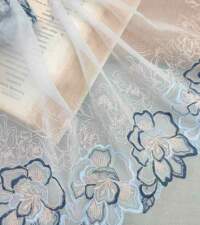 Powder Blue Floral Embroidered Net Lace No 888