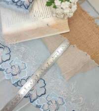 Powder Blue Floral Embroidered Net Lace No 888b