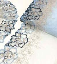 Powder Blue Floral Embroidered Net Lace No 888d