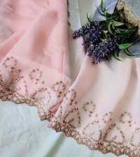 Soft Peach Pink Tulle Net Lace No 786