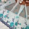Teal Flowers Embroidery Net Lace No 897
