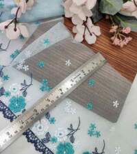 Teal Flowers Embroidery Net Lace No 897b